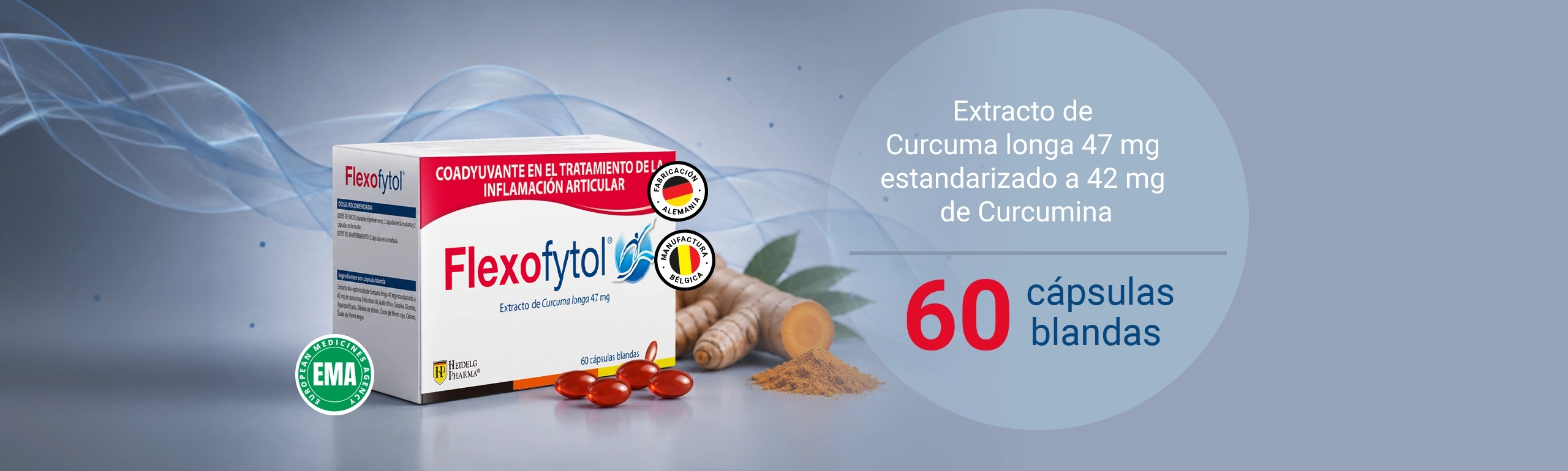 Flexofytol con extracto de Curcuma longa y 60 cápsulas blandas